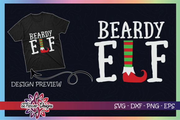Beardy ELF Christmas Graphics for T-Shirt Designs
