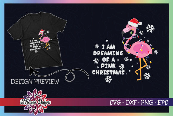 Flamingo Dreaming of a Pink Christmas Graphics