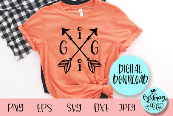 Gigi with Arrow SVG: Grandma Graphics for T-Shirt Designs