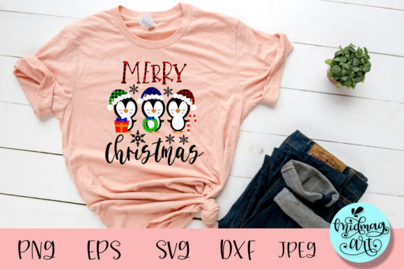 Merry Christmas Penguin Cut File: Graphics & T-Shirt Designs