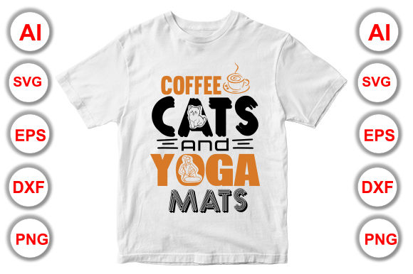 Printable Coffee Cats Yoga Mats TShirt Graphics